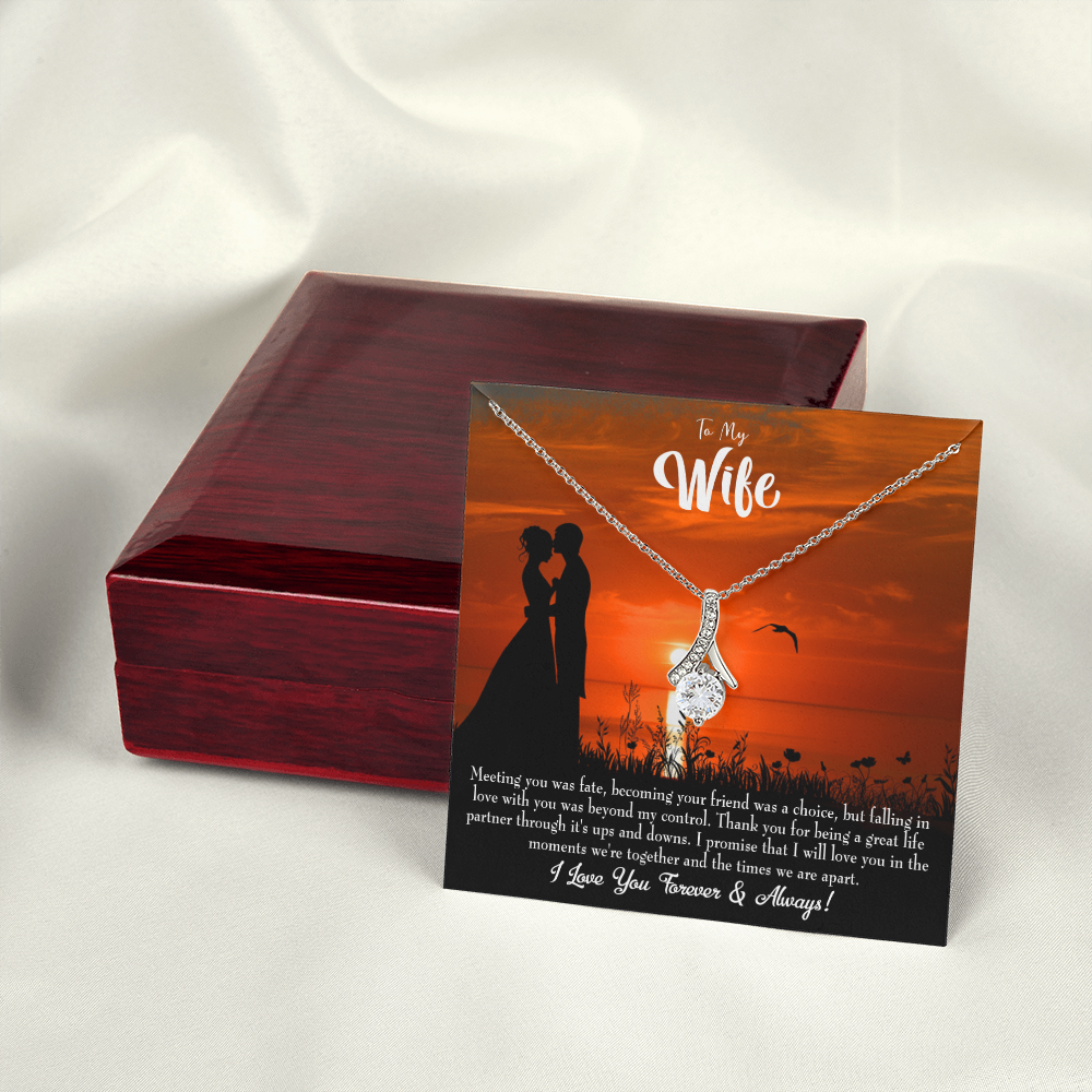 To My Wife Always and Forever Alluring Ribbon Necklace Message Card-Express Your Love Gifts