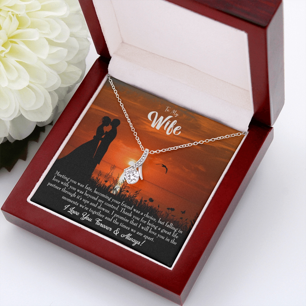 To My Wife Always and Forever Alluring Ribbon Necklace Message Card-Express Your Love Gifts