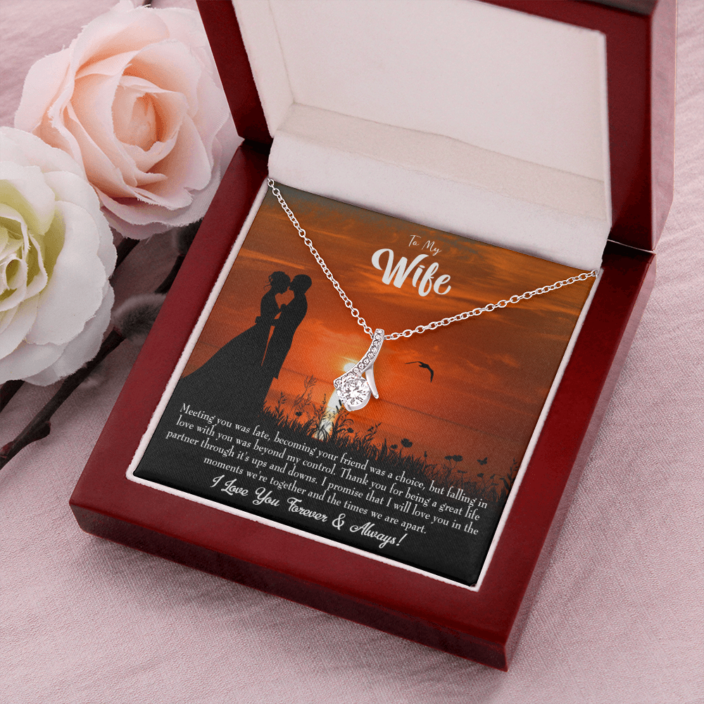 To My Wife Always and Forever Alluring Ribbon Necklace Message Card-Express Your Love Gifts