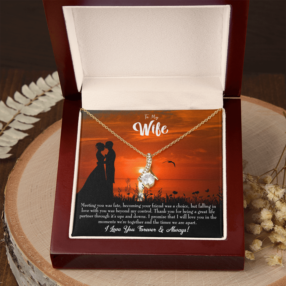 To My Wife Always and Forever Alluring Ribbon Necklace Message Card-Express Your Love Gifts