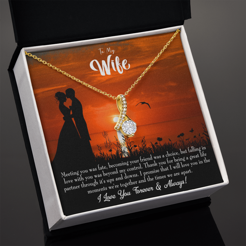 To My Wife Always and Forever Alluring Ribbon Necklace Message Card-Express Your Love Gifts