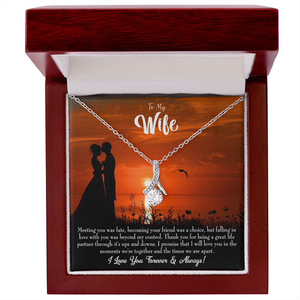 To My Wife Always and Forever Alluring Ribbon Necklace Message Card-Express Your Love Gifts