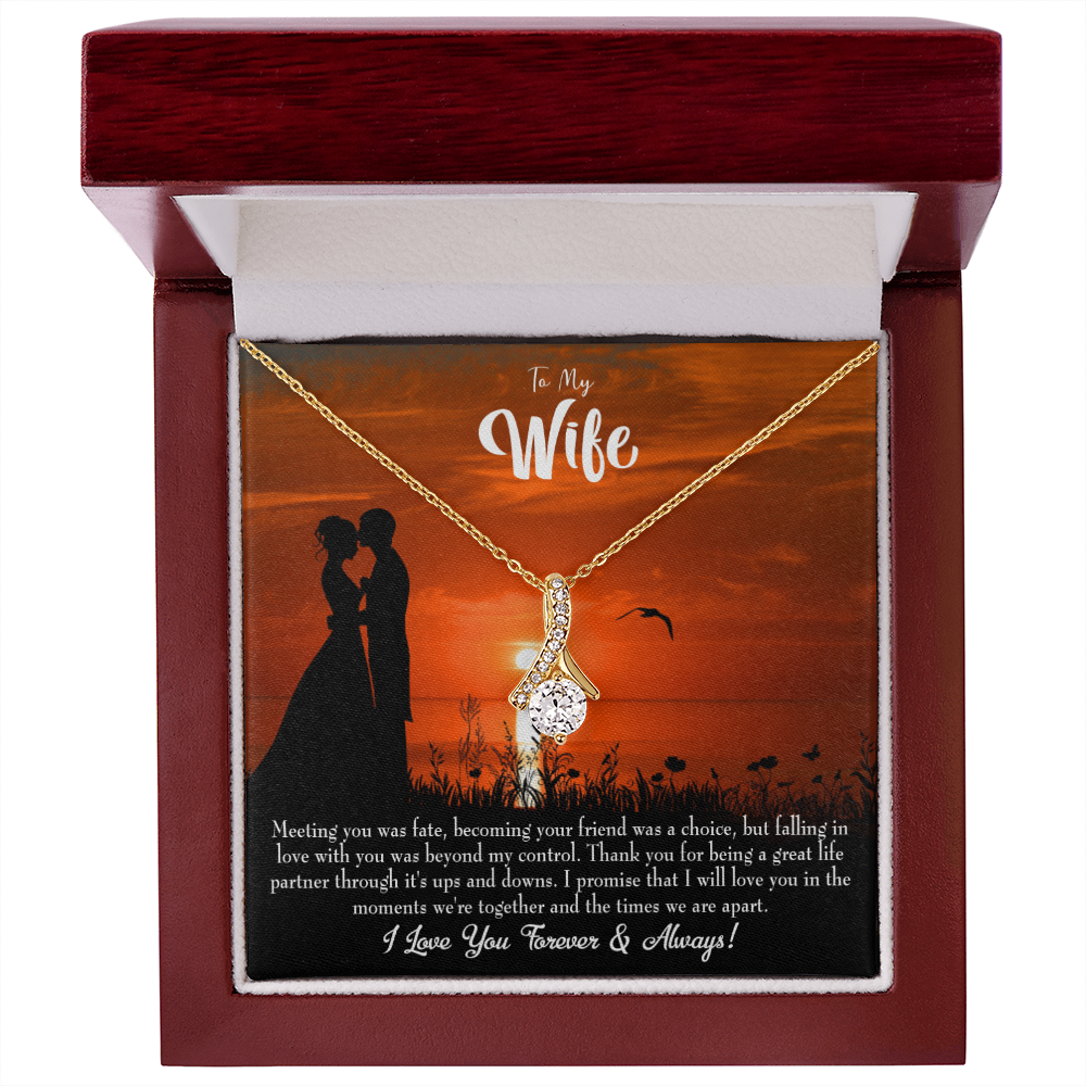 To My Wife Always and Forever Alluring Ribbon Necklace Message Card-Express Your Love Gifts