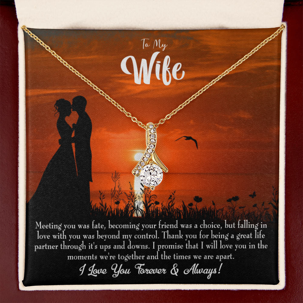 To My Wife Always and Forever Alluring Ribbon Necklace Message Card-Express Your Love Gifts