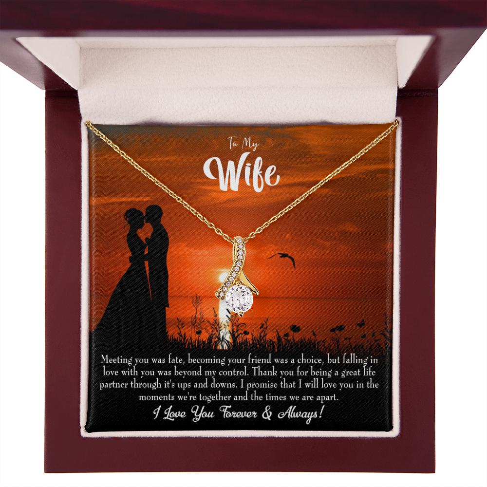 To My Wife Always and Forever Alluring Ribbon Necklace Message Card-Express Your Love Gifts