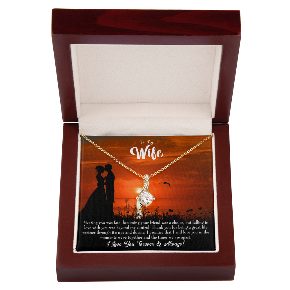 To My Wife Always and Forever Alluring Ribbon Necklace Message Card-Express Your Love Gifts