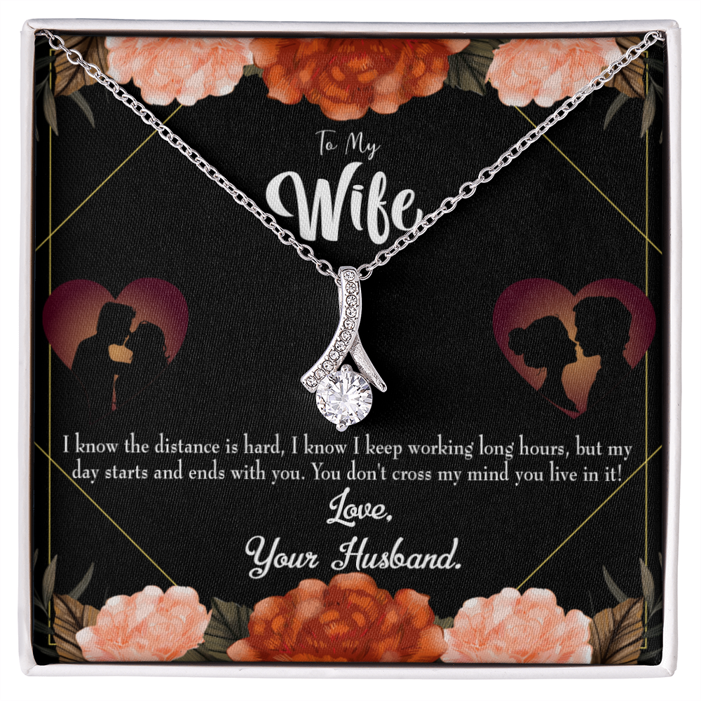 To My Wife Always on my Mind Alluring Ribbon Necklace Message Card-Express Your Love Gifts