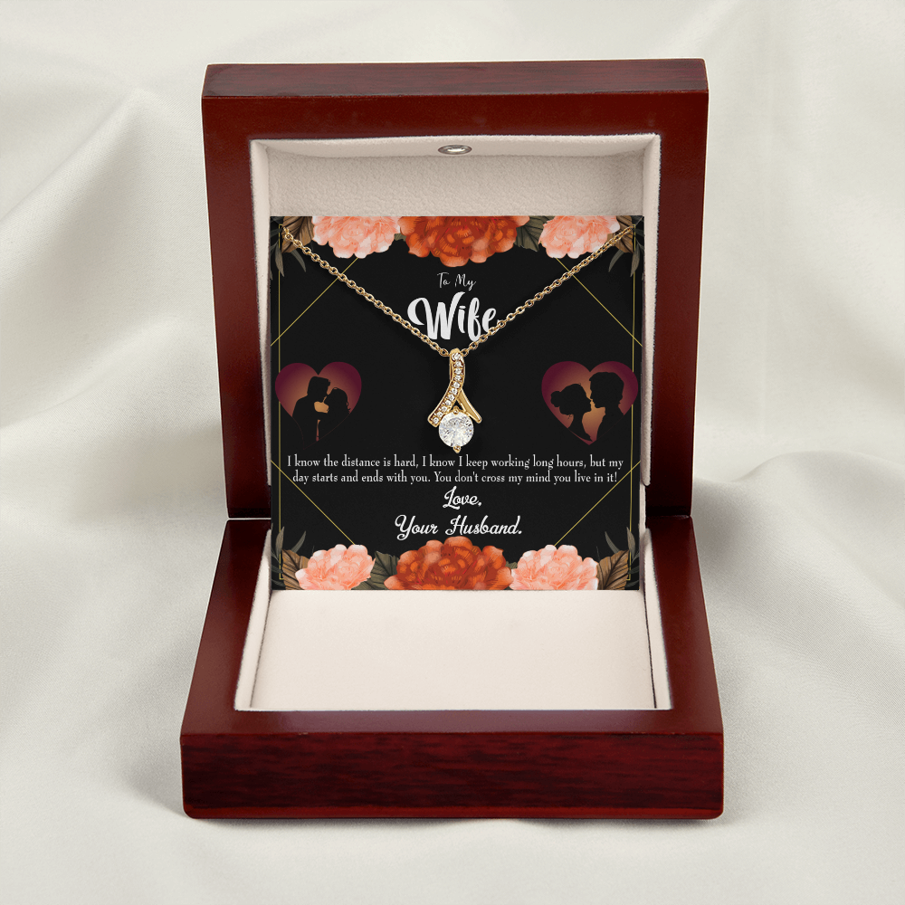 To My Wife Always on my Mind Alluring Ribbon Necklace Message Card-Express Your Love Gifts