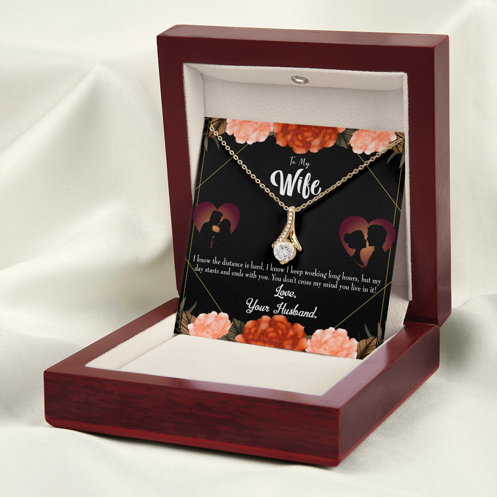 To My Wife Always on my Mind Alluring Ribbon Necklace Message Card-Express Your Love Gifts