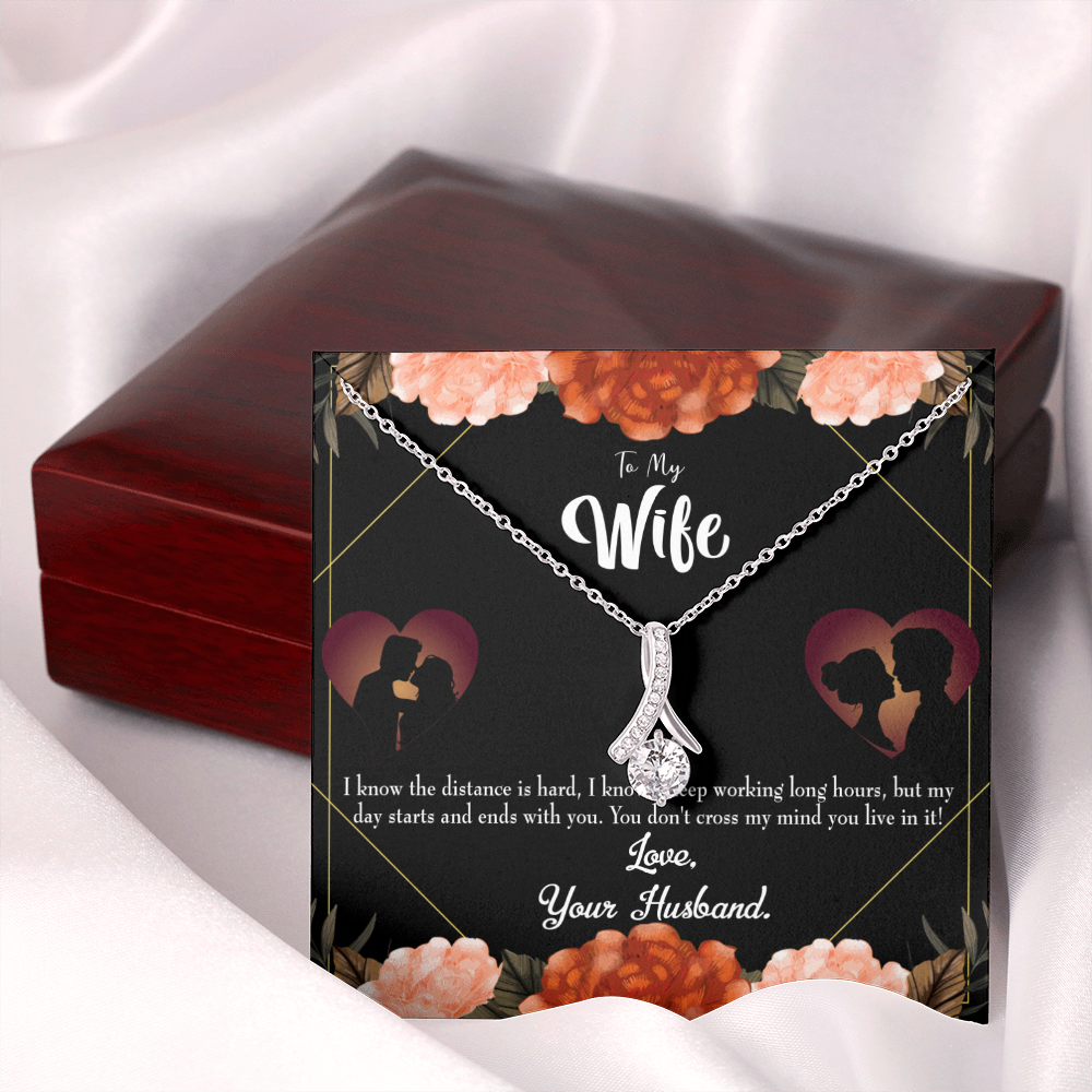 To My Wife Always on my Mind Alluring Ribbon Necklace Message Card-Express Your Love Gifts