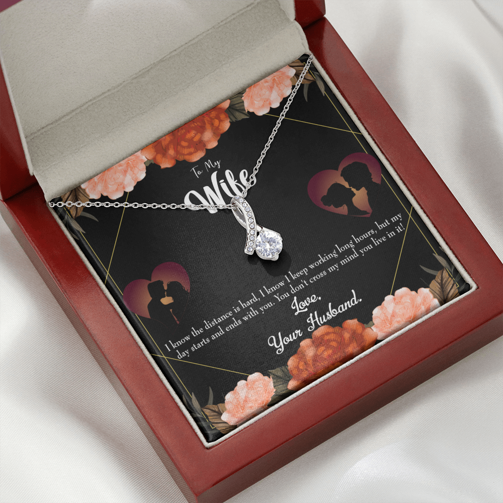 To My Wife Always on my Mind Alluring Ribbon Necklace Message Card-Express Your Love Gifts