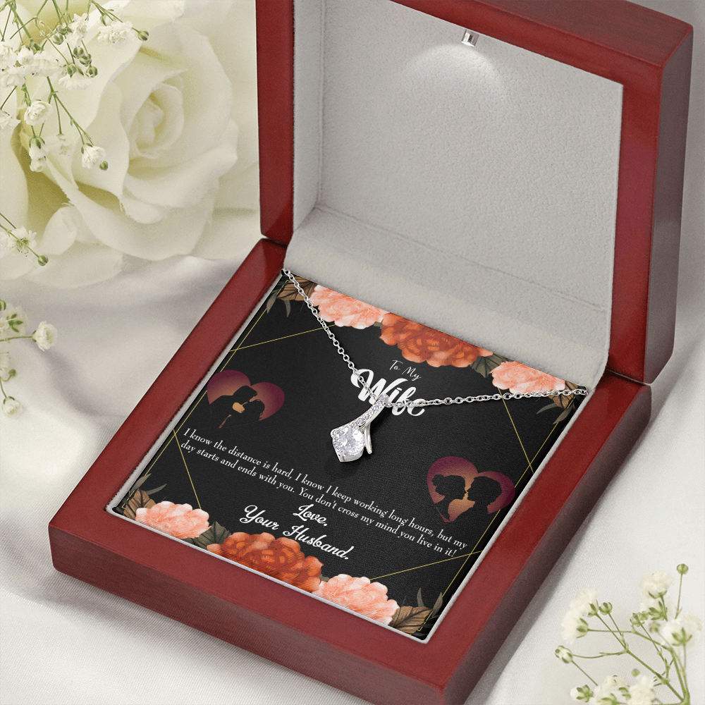 To My Wife Always on my Mind Alluring Ribbon Necklace Message Card-Express Your Love Gifts