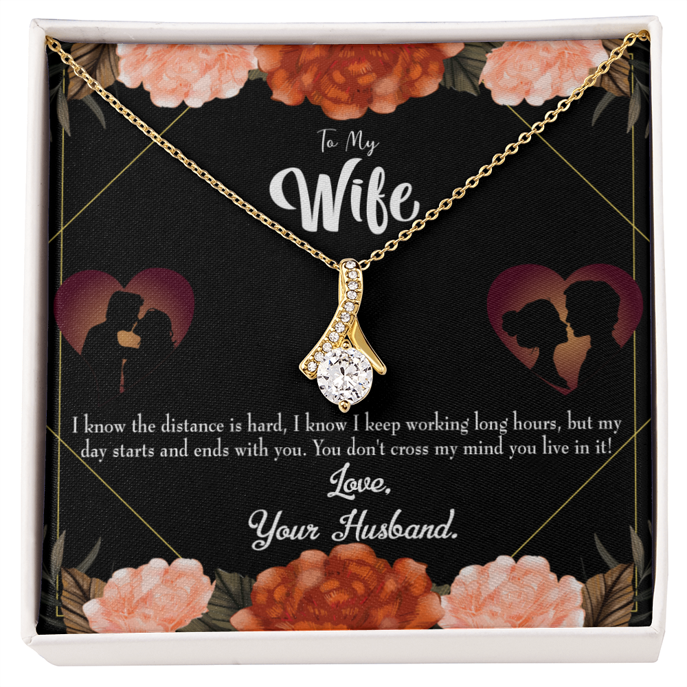 To My Wife Always on my Mind Alluring Ribbon Necklace Message Card-Express Your Love Gifts