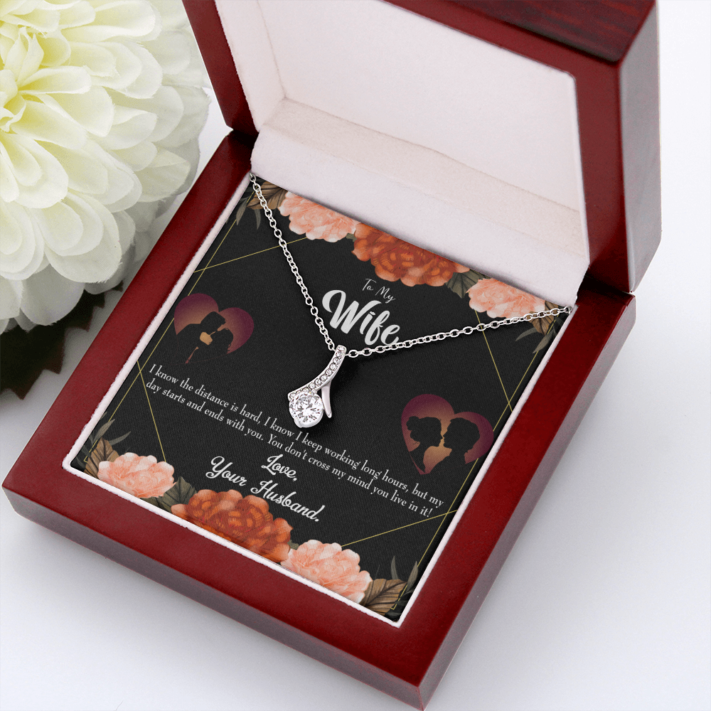 To My Wife Always on my Mind Alluring Ribbon Necklace Message Card-Express Your Love Gifts