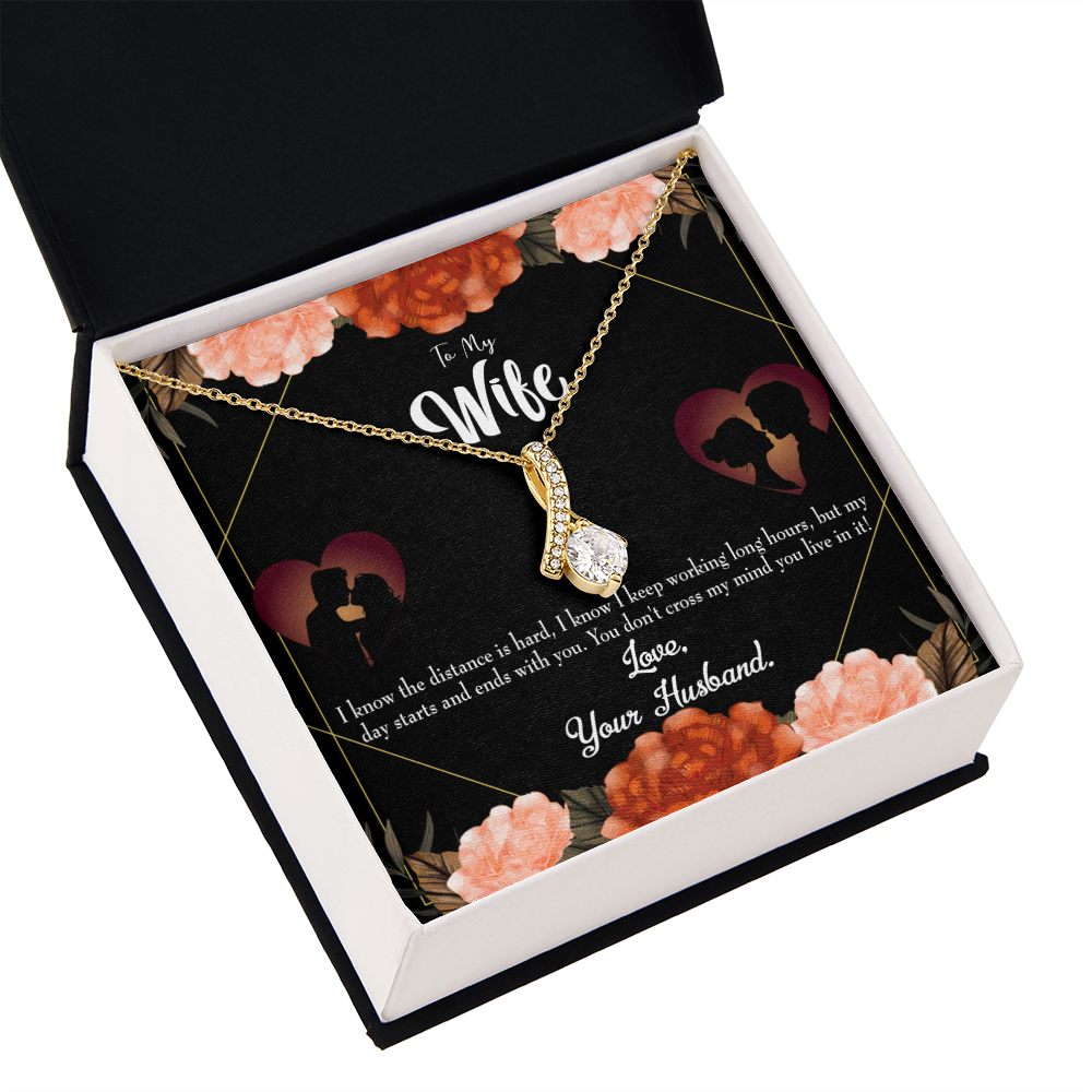 To My Wife Always on my Mind Alluring Ribbon Necklace Message Card-Express Your Love Gifts