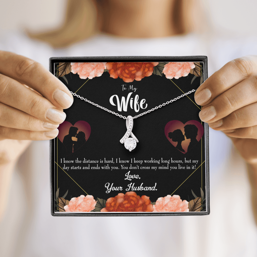 To My Wife Always on my Mind Alluring Ribbon Necklace Message Card-Express Your Love Gifts