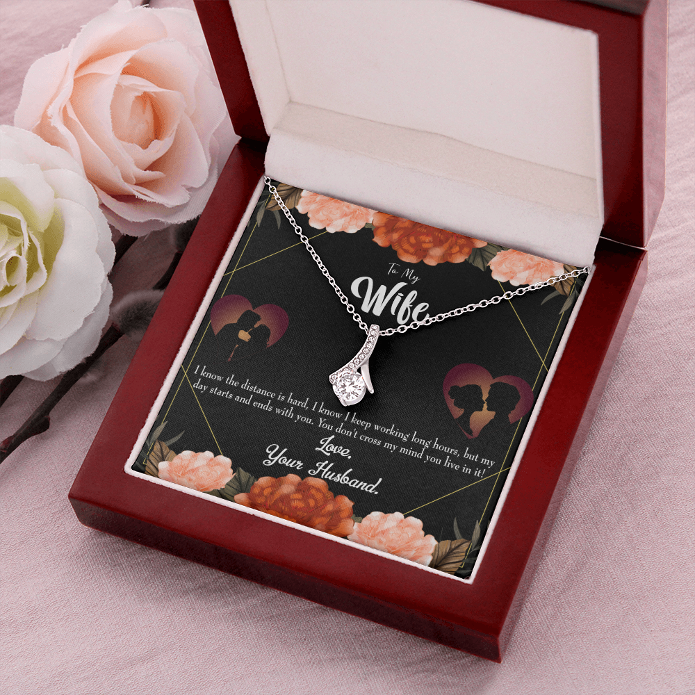 To My Wife Always on my Mind Alluring Ribbon Necklace Message Card-Express Your Love Gifts