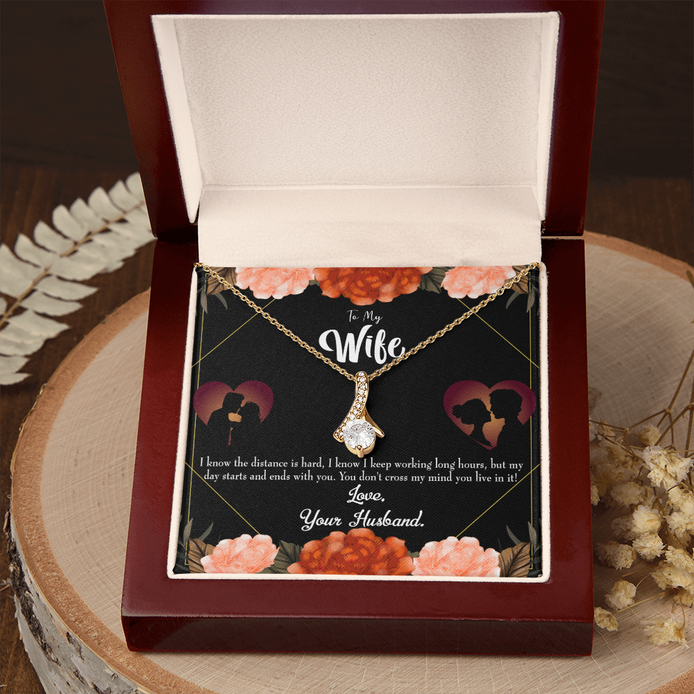 To My Wife Always on my Mind Alluring Ribbon Necklace Message Card-Express Your Love Gifts