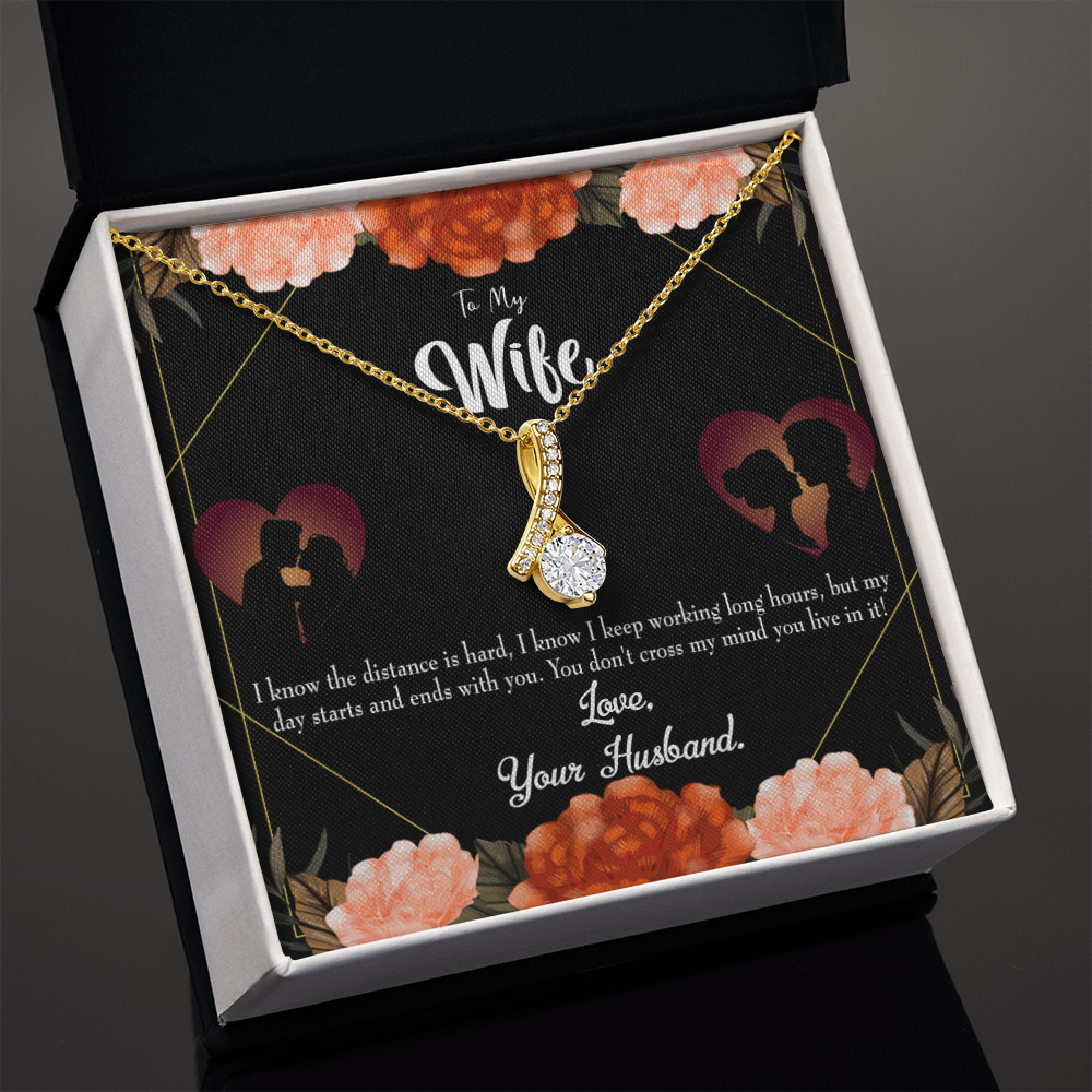 To My Wife Always on my Mind Alluring Ribbon Necklace Message Card-Express Your Love Gifts