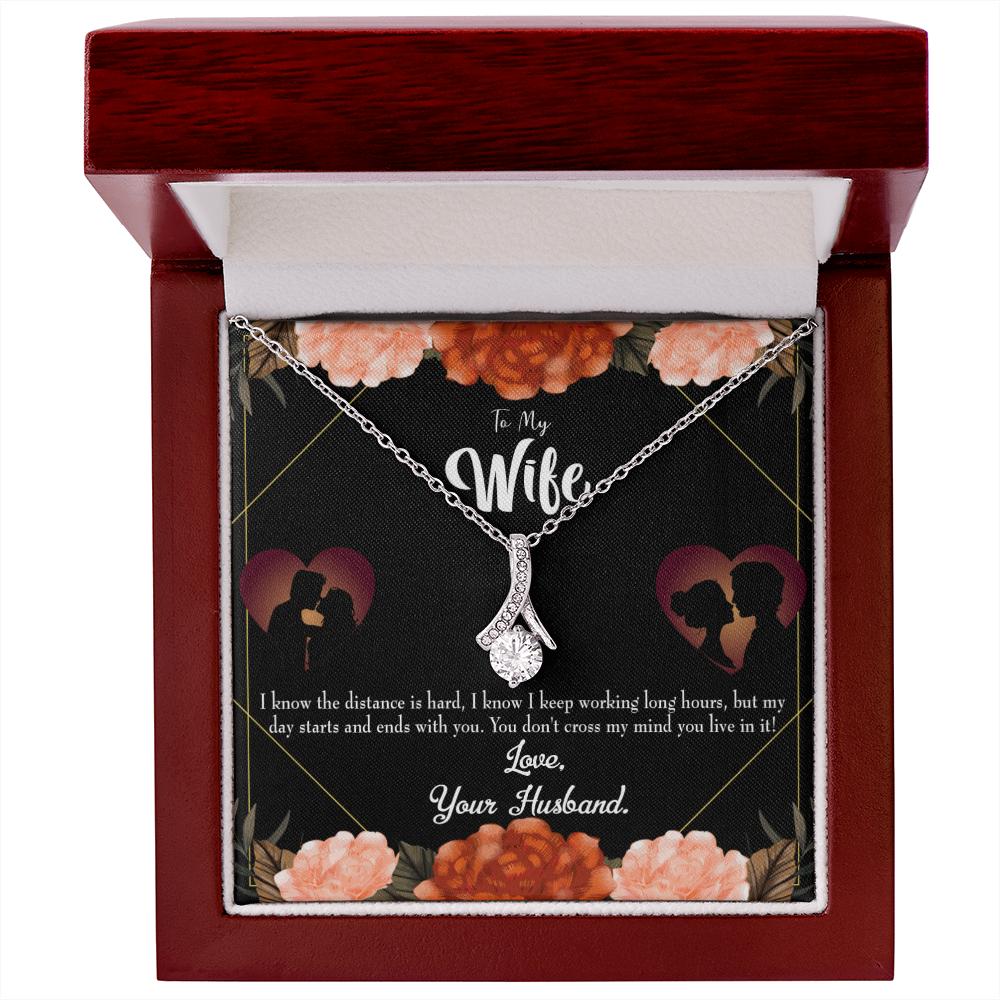 To My Wife Always on my Mind Alluring Ribbon Necklace Message Card-Express Your Love Gifts