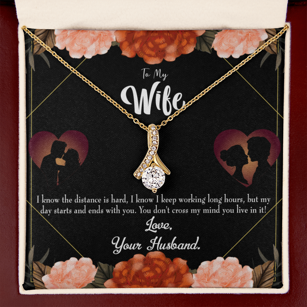 To My Wife Always on my Mind Alluring Ribbon Necklace Message Card-Express Your Love Gifts