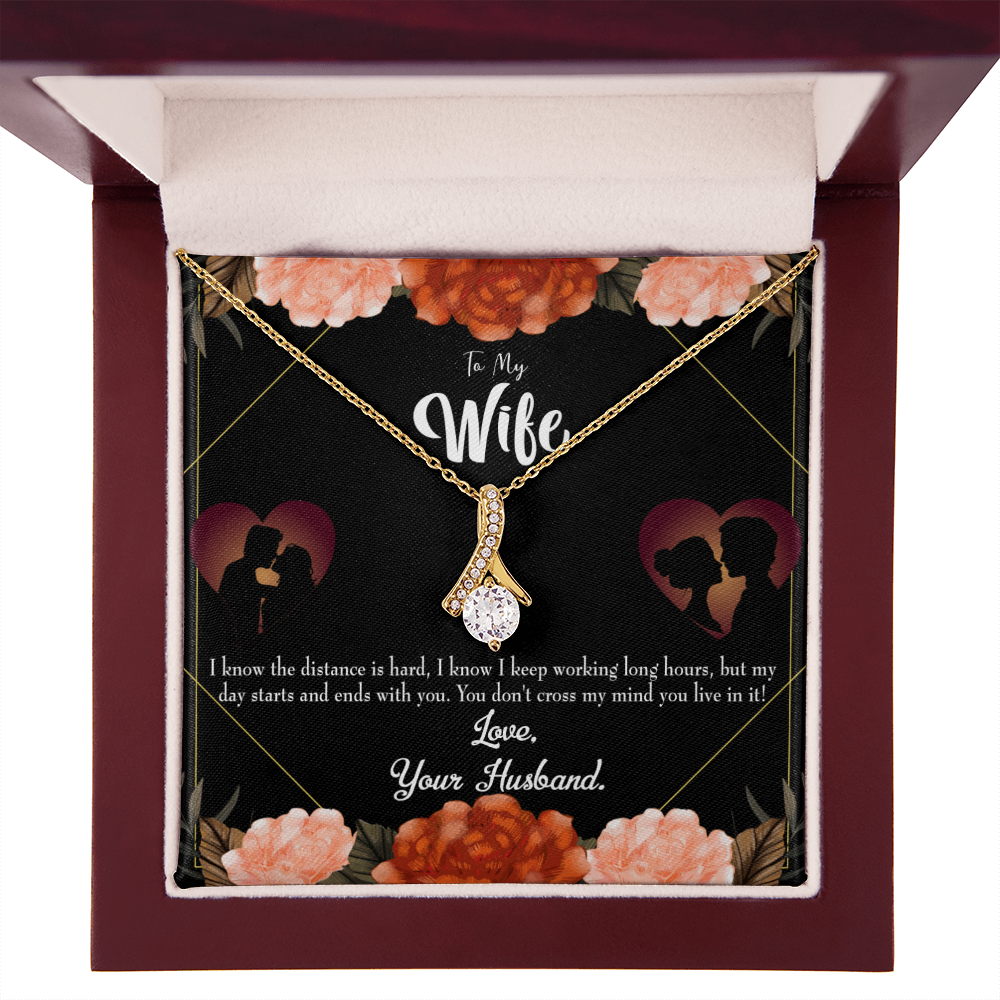 To My Wife Always on my Mind Alluring Ribbon Necklace Message Card-Express Your Love Gifts