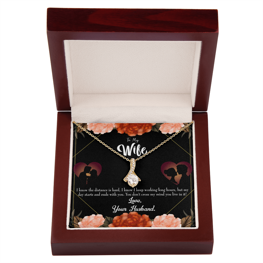 To My Wife Always on my Mind Alluring Ribbon Necklace Message Card-Express Your Love Gifts