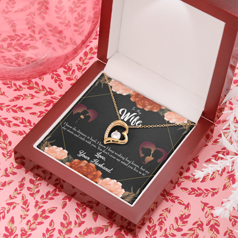 To My Wife Always on My Mind Forever Necklace w Message Card-Express Your Love Gifts