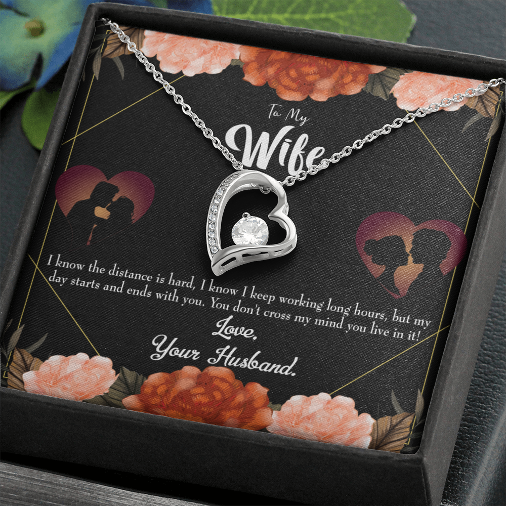 To My Wife Always on My Mind Forever Necklace w Message Card-Express Your Love Gifts