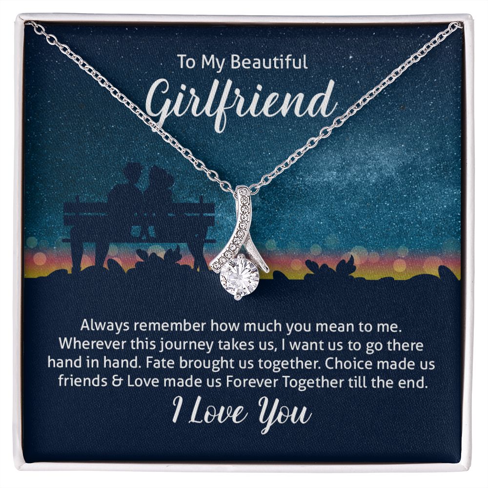 To My Wife Always Remember Alluring Ribbon Necklace Message Card-Express Your Love Gifts