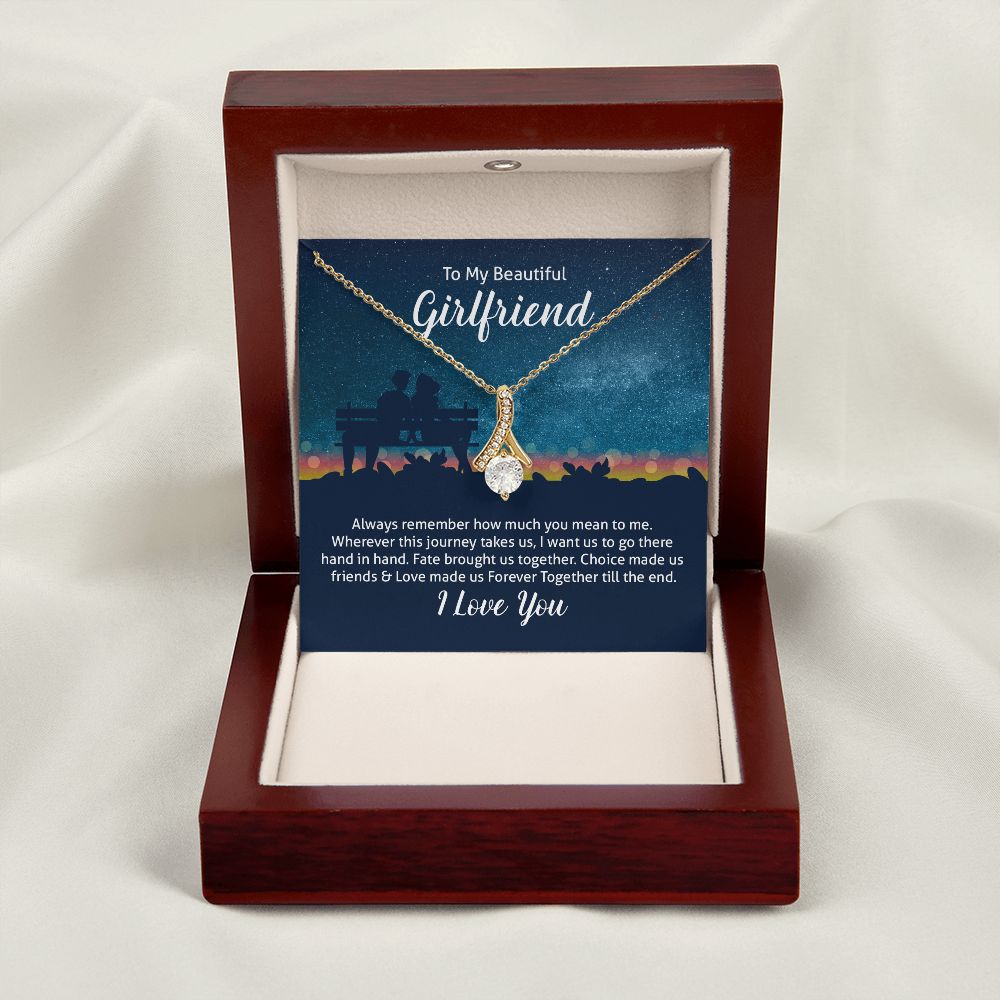 To My Wife Always Remember Alluring Ribbon Necklace Message Card-Express Your Love Gifts