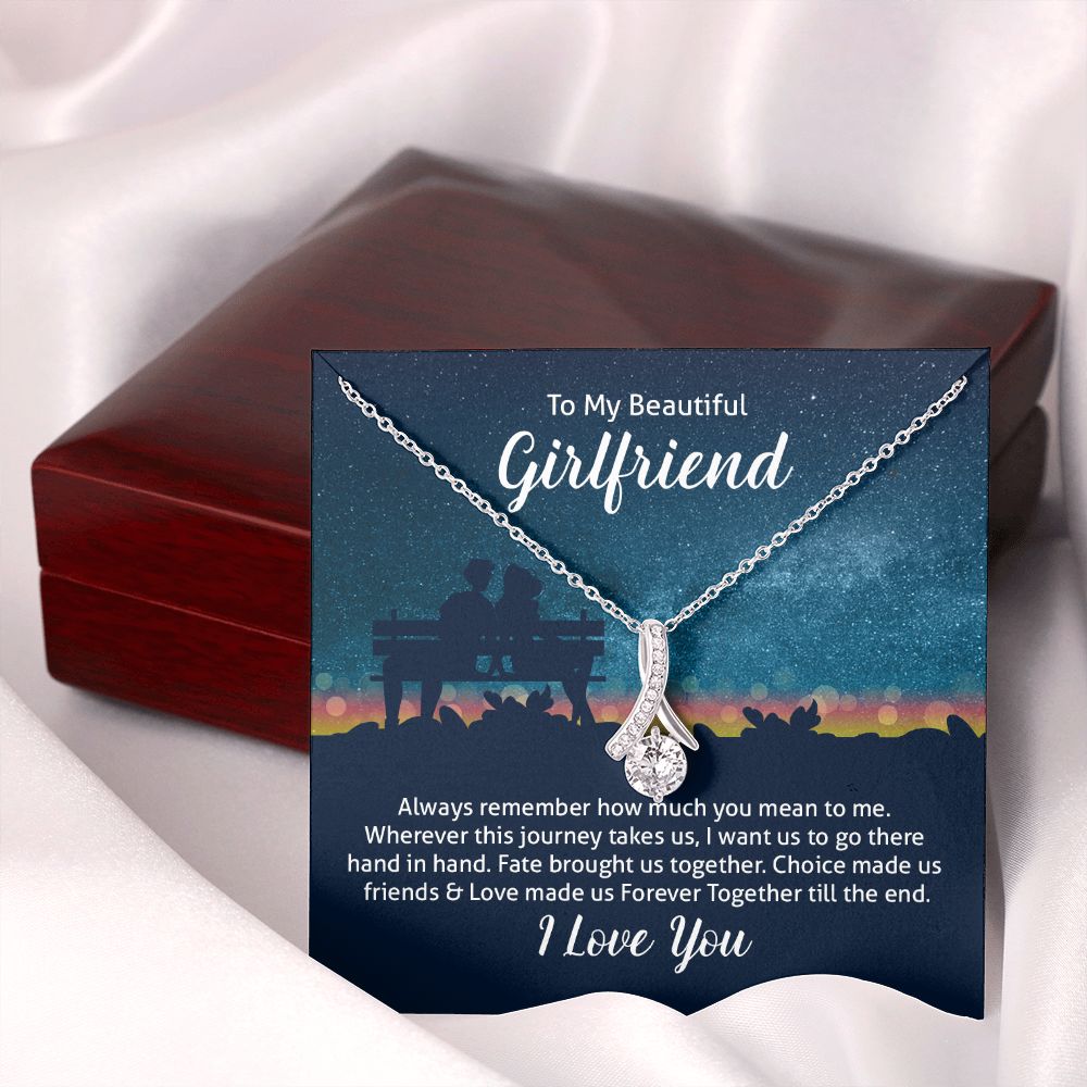 To My Wife Always Remember Alluring Ribbon Necklace Message Card-Express Your Love Gifts