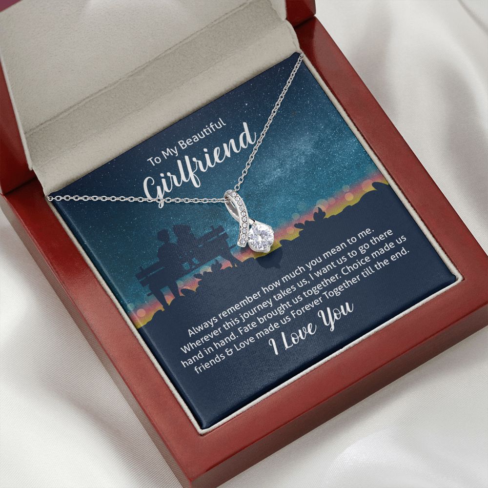 To My Wife Always Remember Alluring Ribbon Necklace Message Card-Express Your Love Gifts