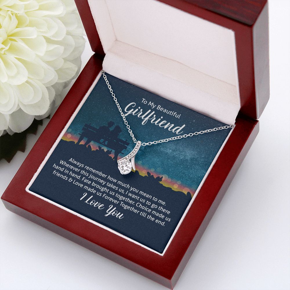 To My Wife Always Remember Alluring Ribbon Necklace Message Card-Express Your Love Gifts