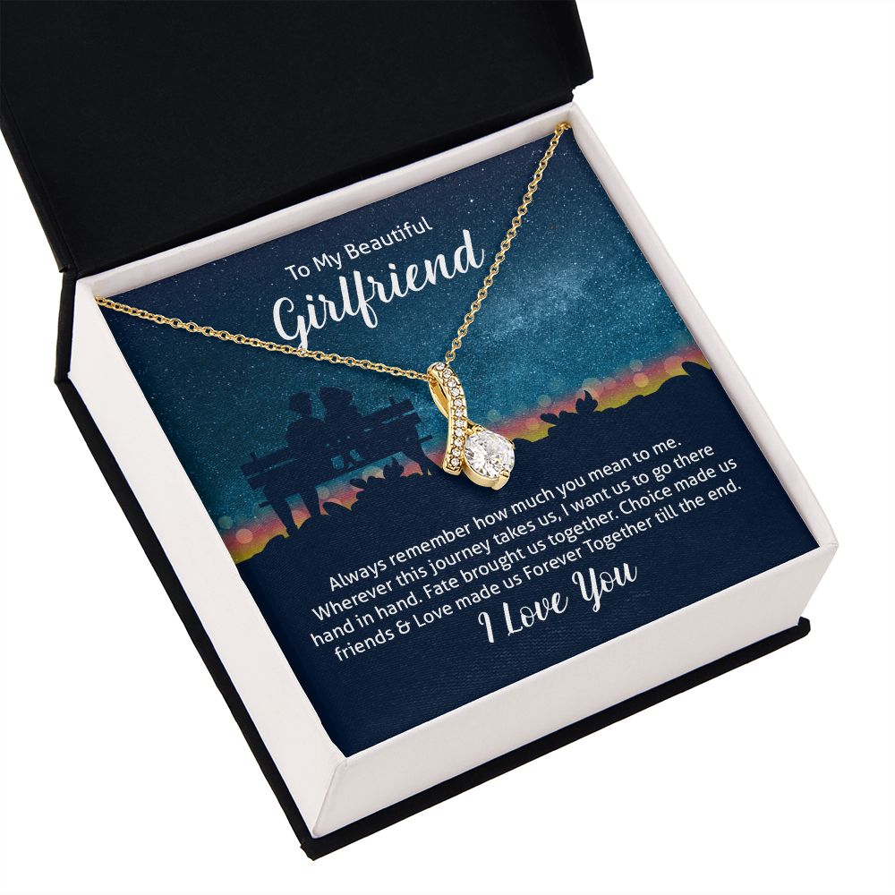 To My Wife Always Remember Alluring Ribbon Necklace Message Card-Express Your Love Gifts