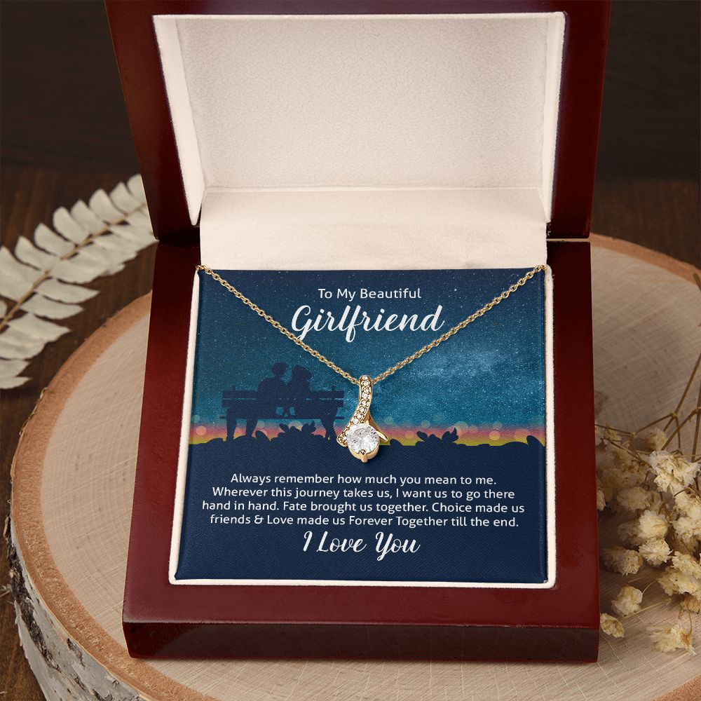 To My Wife Always Remember Alluring Ribbon Necklace Message Card-Express Your Love Gifts