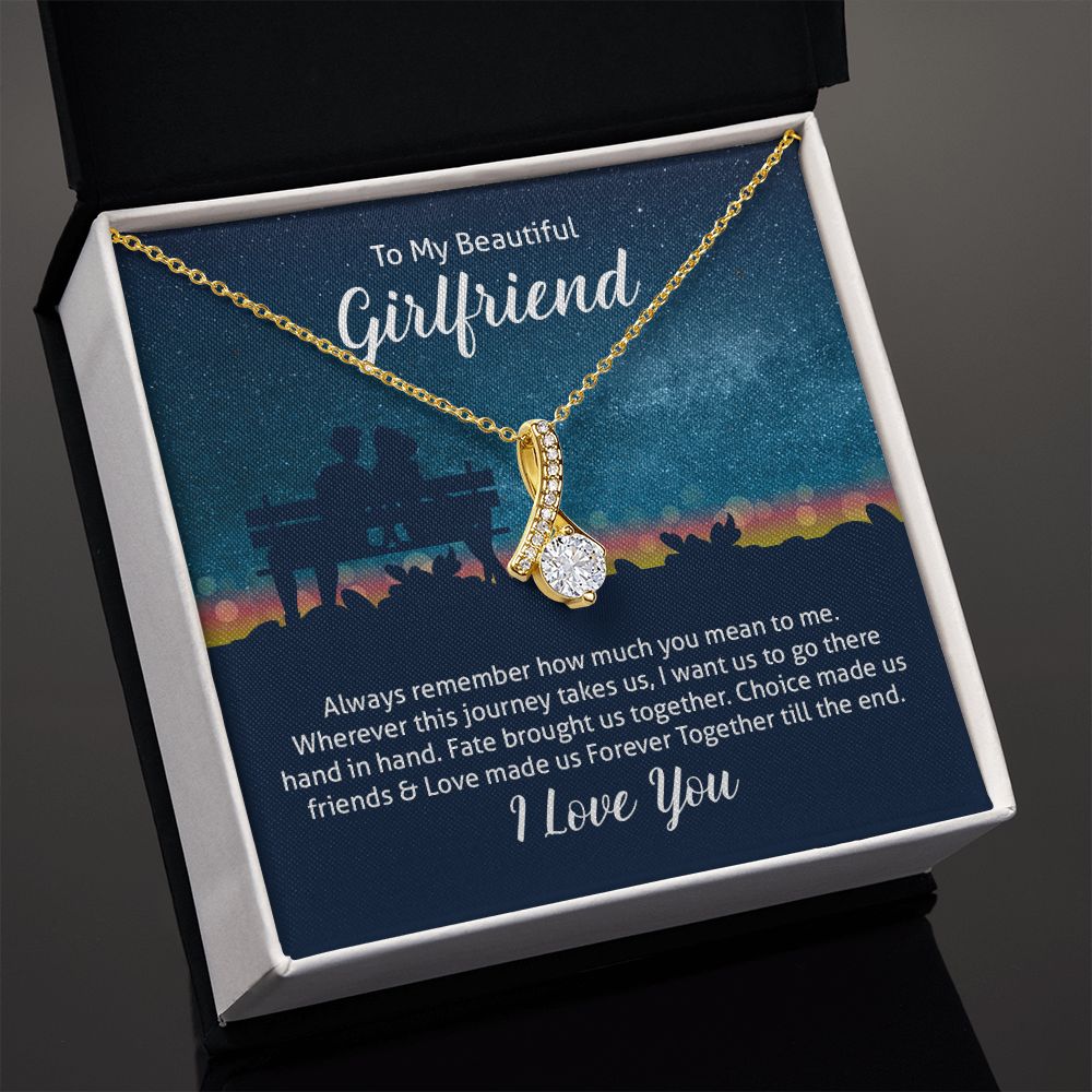 To My Wife Always Remember Alluring Ribbon Necklace Message Card-Express Your Love Gifts