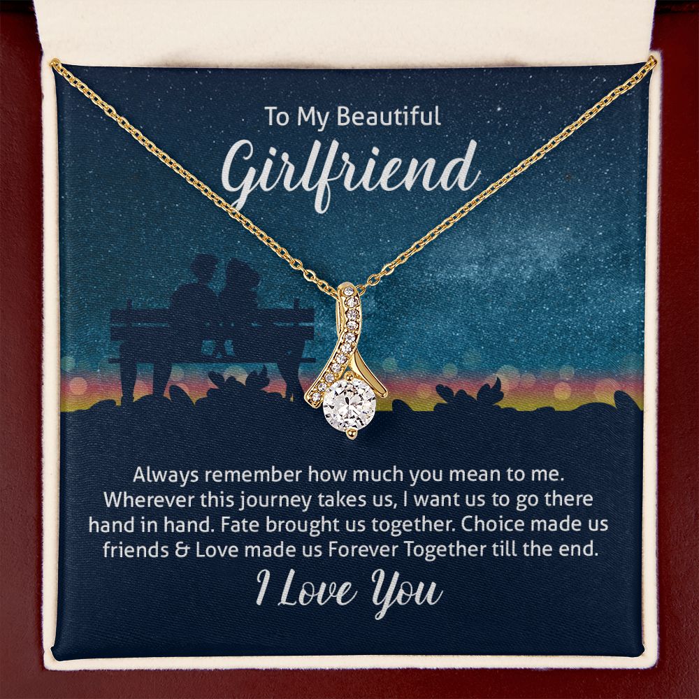 To My Wife Always Remember Alluring Ribbon Necklace Message Card-Express Your Love Gifts