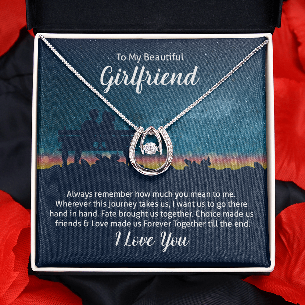 To My Wife Always Remember Lucky Horseshoe Necklace Message Card 14k w CZ Crystals-Express Your Love Gifts