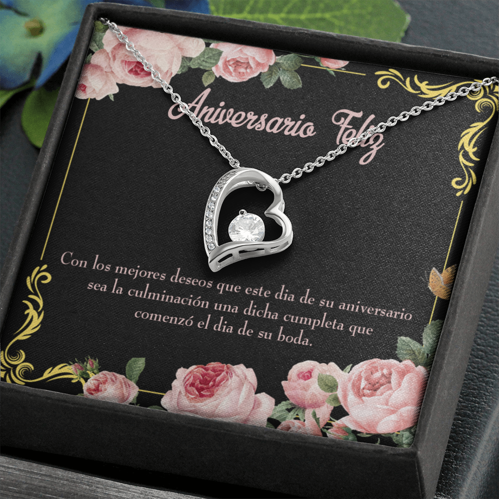 To My Wife Aniversario Feliz Forever Necklace w Message Card-Express Your Love Gifts