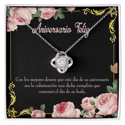 To My Wife Aniversario Feliz Infinity Knot Necklace Message Card-Express Your Love Gifts