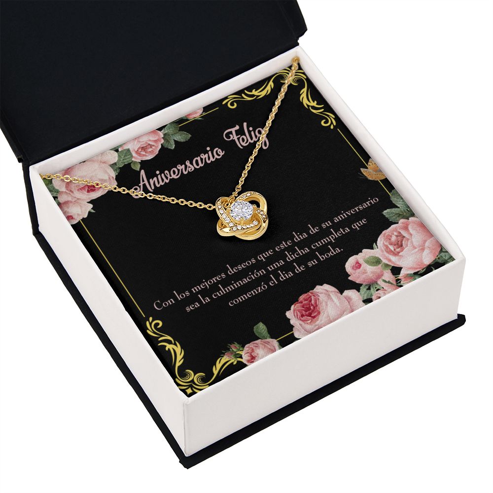 To My Wife Aniversario Feliz Infinity Knot Necklace Message Card-Express Your Love Gifts