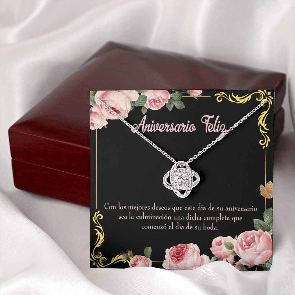 To My Wife Aniversario Feliz Infinity Knot Necklace Message Card-Express Your Love Gifts