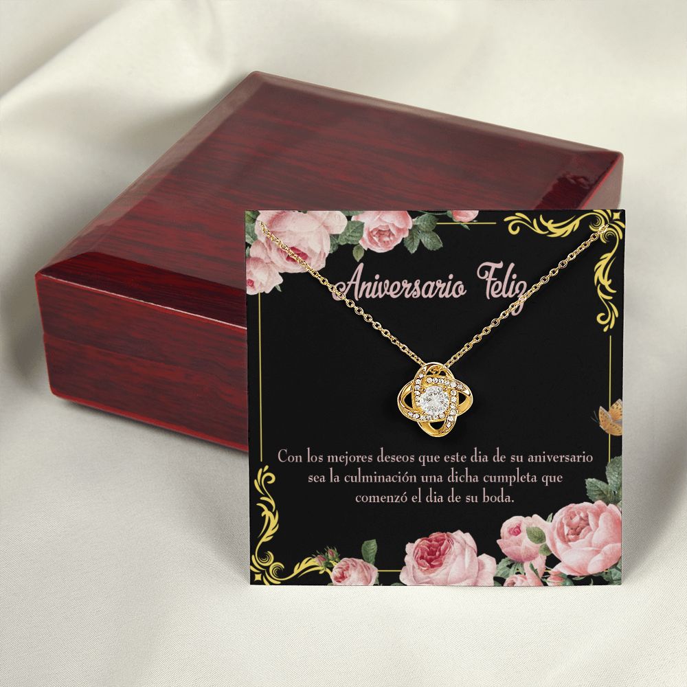 To My Wife Aniversario Feliz Infinity Knot Necklace Message Card-Express Your Love Gifts