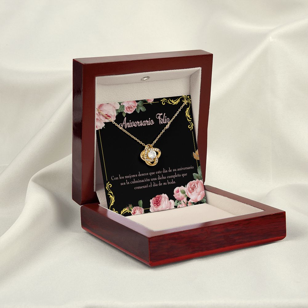 To My Wife Aniversario Feliz Infinity Knot Necklace Message Card-Express Your Love Gifts