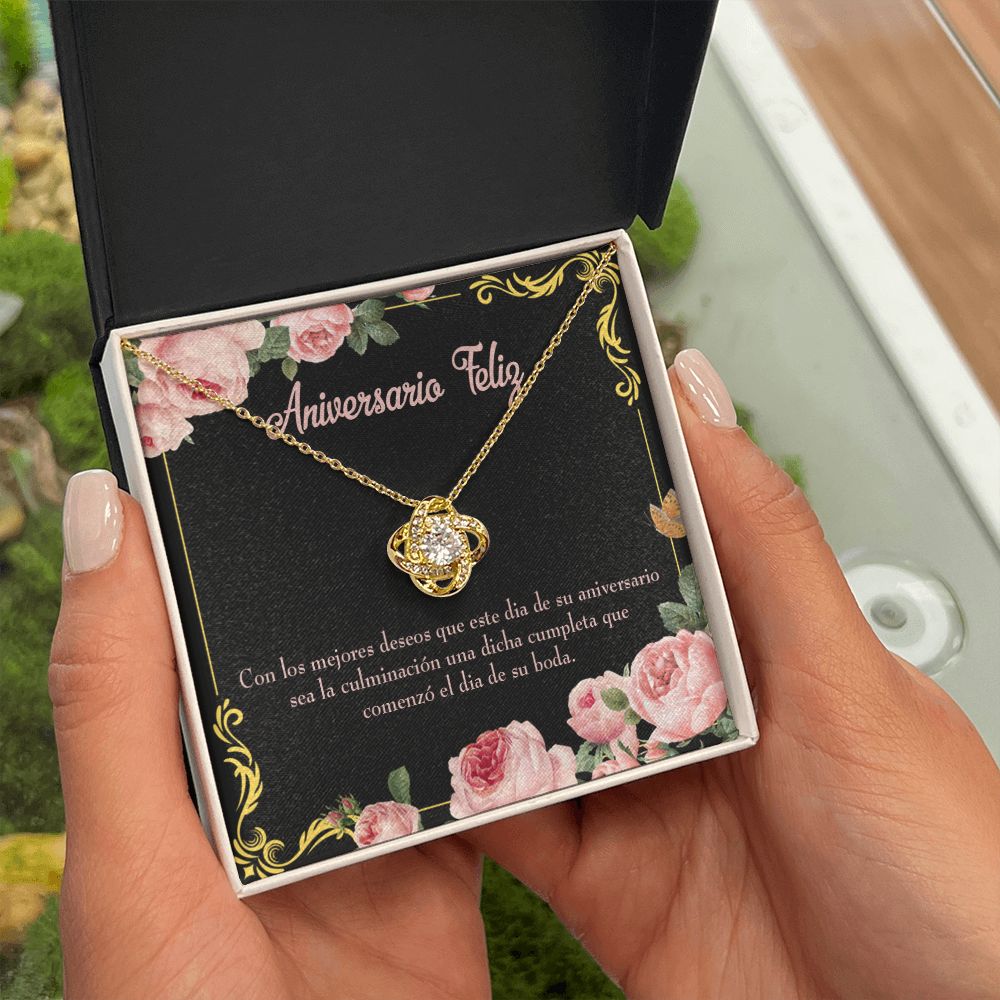 To My Wife Aniversario Feliz Infinity Knot Necklace Message Card-Express Your Love Gifts