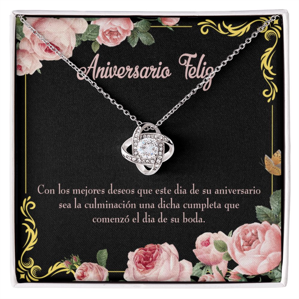 To My Wife Aniversario Feliz Infinity Knot Necklace Message Card-Express Your Love Gifts