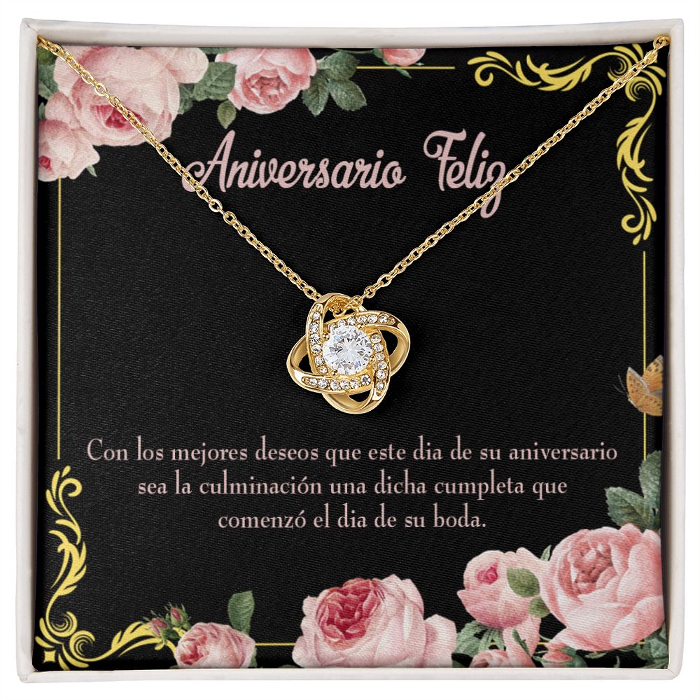 To My Wife Aniversario Feliz Infinity Knot Necklace Message Card-Express Your Love Gifts