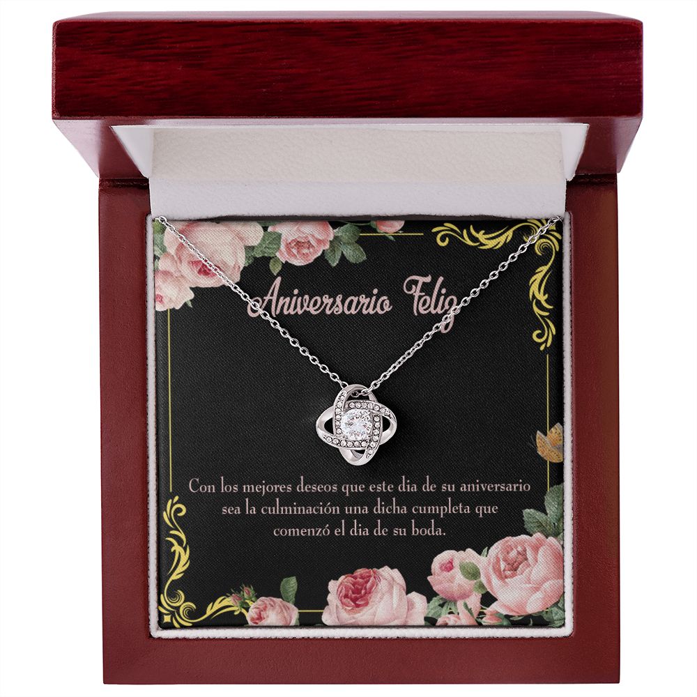 To My Wife Aniversario Feliz Infinity Knot Necklace Message Card-Express Your Love Gifts