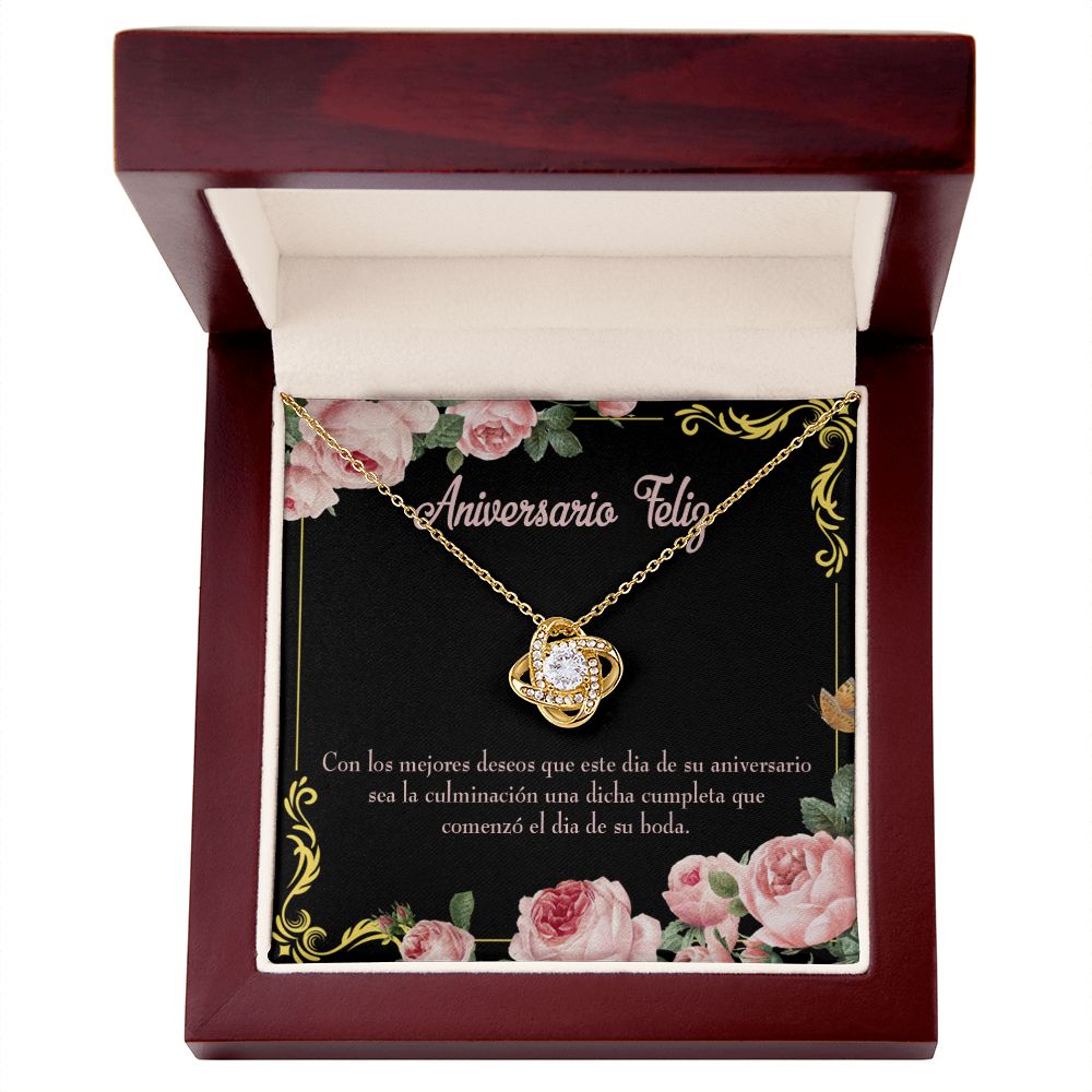 To My Wife Aniversario Feliz Infinity Knot Necklace Message Card-Express Your Love Gifts